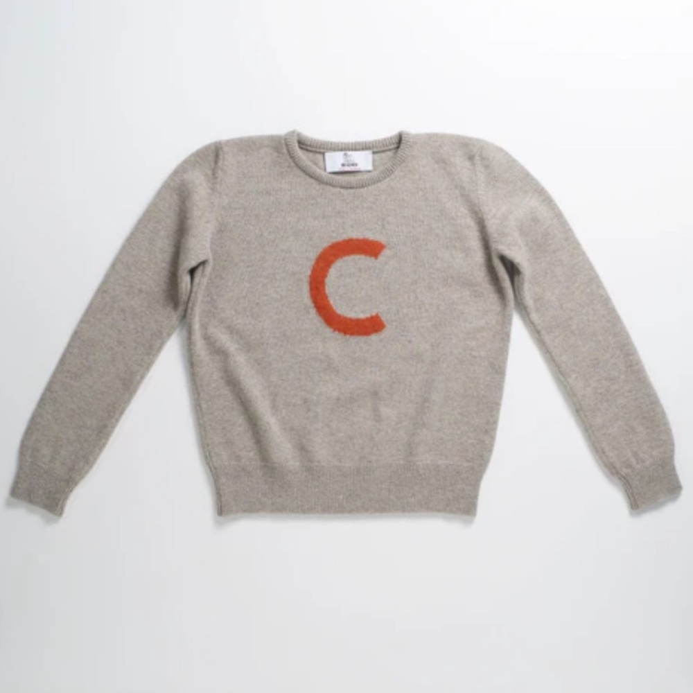 HADES Alphabet Lambswool Sweater – Oatmeal, Burnt Orange Detail, Rare